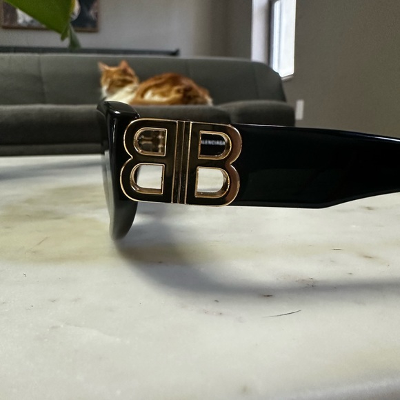 BALENCIAGA SUNGLASSES BLACK AND GOLD BB0095S - Picture 3 of 7